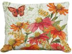 Zinnia Flowers and Butterfly Outdoor Pillow