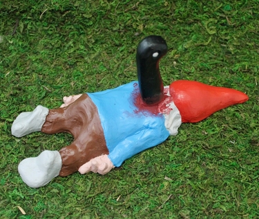 Zombie Gnome: Impaled Isaac Garden Gnome - Click to enlarge