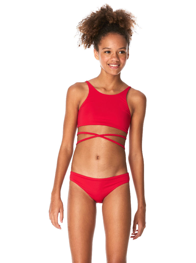 Submarine Elegant Red 2pc Girls Tankini Swimsuit 10 16 - Tween Swimwear
