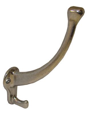 Aluminum or Brass Double Prong Metal Wall Hook