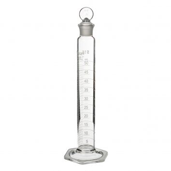 AquaPhoenix Cylinder, Glass 50mL (mixing cylinder with stopper) - CY-7050-M