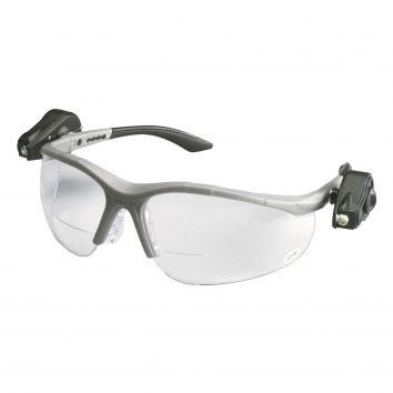 AquaPhoenix Safety Equipment: 3M Light Vision 2 Protective Eyewear, Clear Anti-Fog Lens, Gray Frame, LED Lights - 11476-00000-10