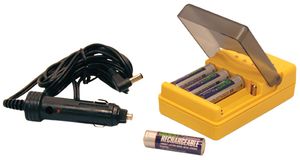 BW Technologies Rechargeable AA NiMH Vehicle Kit - 4-Port Charger (12V) and 4 Rechargeable NiMH