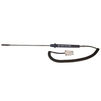 Digi-Sense Air / Gas RTD Probe, 100 Ohm, ANSI 3-Blade Connector, 10 in. L, 5ft Coil Cord - 93831-90