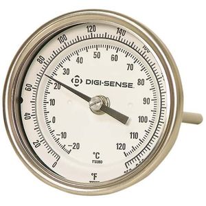Digi-Sense Back-Con Bimetal Thermometer, Dial 5 in., 24 in. L; Range; 50-300F/10-150C - 90536-03 Digi-Sense Back-Con Bimetal Thermometer, Dial 5 in., 24 in. L; Range; 50-300F/10-150C - 90536-03