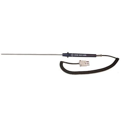 Digi-Sense Bendable RTD Probe, 100 Ohm, ANSI 3-Blade Connector, 10 in. L, 5ft Coil Cord - 93831-73
