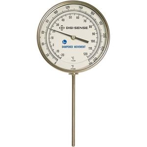 Digi-Sense Dampened Bottom-Con Bimetal Thermometer, 3 in. Dial, 9 in. L/0-250F/-20-120C - 90550-53 Digi-Sense Dampened Bottom-Con Bimetal Thermometer, 3 in. Dial, 9 in. L/0-250F/-20-120C - 90550-53