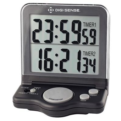 Digi-Sense Dual-Display 2-Channel Jumbo-Digit Digital Clock/Timer - 94440-10