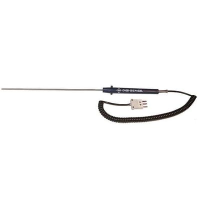 Digi-Sense Gen-Purpose RTD Probe 100 Ohm ANSI 3-Blade Connector, 18 in. L 5ft Coil Cord - 93831-71