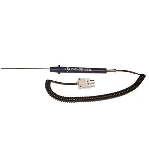 Digi-Sense Hypodermic RTD Probe, 100 Ohm, ANSI 3-Blade Connector, 2 in. L, 5ft Coil Cord - 93831-80
