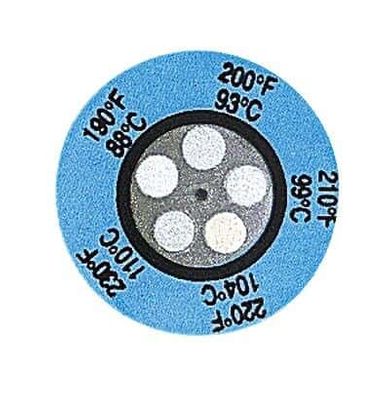 Digi-Sense Irreversible 5-Point Round Temperature Label, 190-230F/88-110C; 25/Pk - 90303-24