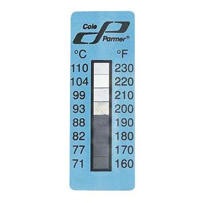 Digi-Sense Irreversible 5 to Point Vertical Temperature Label, 421 to 480F/216 to 249C; 10/Pk - 09035-24