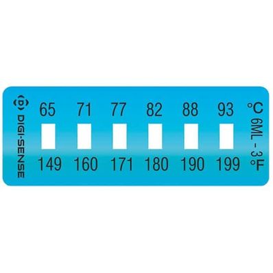 Digi-Sense Irreversible 6-Point Horizontal Temperature Label, 149-199F/65-93C; 10/Pk - 90308-93