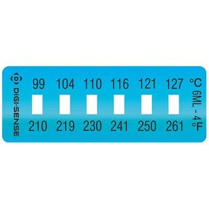 Digi-Sense Irreversible 6-Point Horizontal Temperature Label, 210-261F/99-127C; 10/Pk - 90308-94
