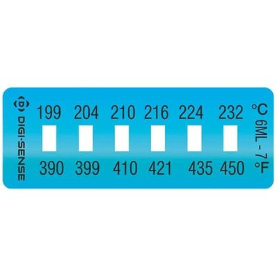 Digi-Sense Irreversible 6-Point Horizontal Temperature Label, 390-450F/199-232C; 10/Pk - 90308-97