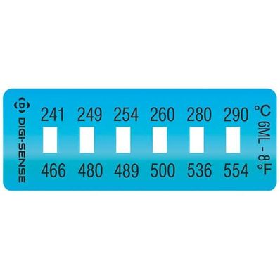 Digi-Sense Irreversible 6-Point Horizontal Temperature Label, 460-554F/240-290C; 10/Pk - 90308-98