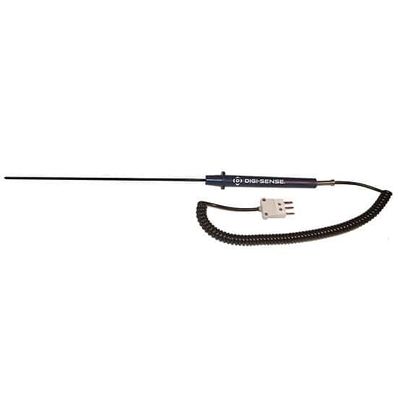 Digi-Sense PFA-Ctd RTD Probe, 100 Ohm, ANSI 3-Blade Connector, 10 in. L, 5ft Coil Cord - 93831-87