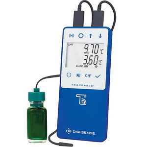 Digi-Sense Refrigerator/Freezer Data Logger with TraceableLIVE® Wireless Capability and Calibration; 1 Bottle/1 Bullet Probes - WD-99460-05
