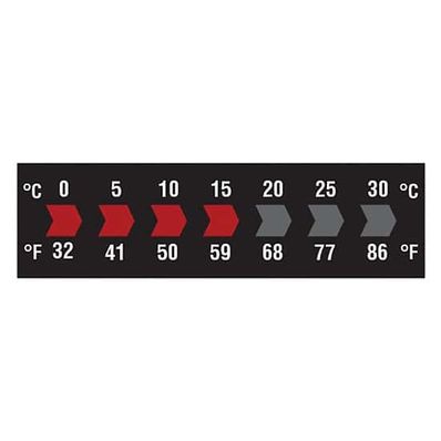 Digi-Sense Reversible 7-Point Horizontal Temperature Label Black/Red, -22-32F/-30-0C; 10/Pk - 09035-49