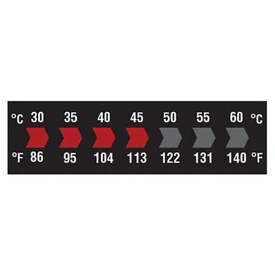 Digi-Sense Reversible 7-Point Horizontal Temperature Label Black/Red, 30-60C/86-140F; 10/Pk - 09035-51