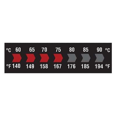 Digi-Sense Reversible 7-Point Horizontal Temperature Label Black/Red, 60-90C/140-194F; 10/Pk - 09035-52