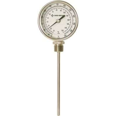 Digi-Sense Sil-Filled Bottom-Con Bimetal Thermometer, 3 in. Dial, 4 in. L/0-250F/-20-120C - 90551-31