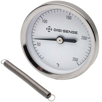 Digi-Sense ST221SS-1 Surface Thermometer, 2.5 in. Face, 1-Spring Pipe Mount, 0 to 250  F - 08107-25