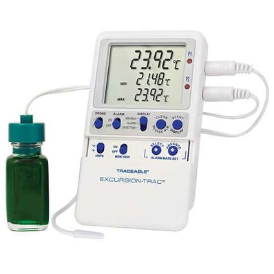 Digi-Sense Traceable Excursion-Trac Data Logging Thermometer with Calibration; 1 Bottle/1 Bullet Probe - 94460-18