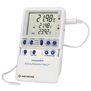 Digi-Sense Traceable Excursion-Trac Data Logging Thermometer with Calibration; 1 Bullet Probe - 94460-11