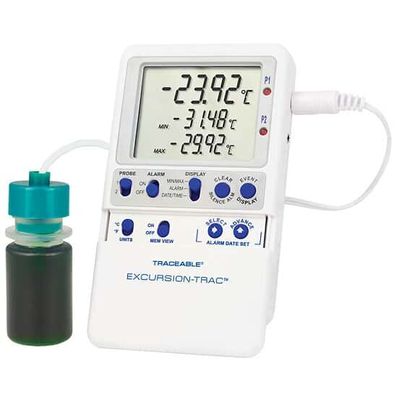 Digi-Sense Traceable Excursion-Trac Datalogging Thermometer with Calibration; 1 Plastic Bottle Probe - 98767-67