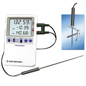Digi-Sense Traceable High-Accuracy RTD Freezer Digital Thermometer with Calibration; SS Probe - 37804-04