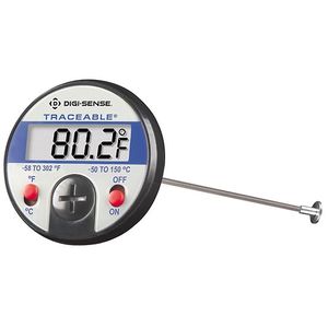 Digi-Sense Traceable Jumbo-Display Thermometer with Flat-Surface Probe and Calibration; 1C accuracy - 36842-95
