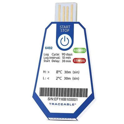 Digi-Sense Traceable ONE Single-Use USB Temperature Data Logger, 90 Day, 10 Minute Interval, 2 to 8°C; 10/pk - 18004-24