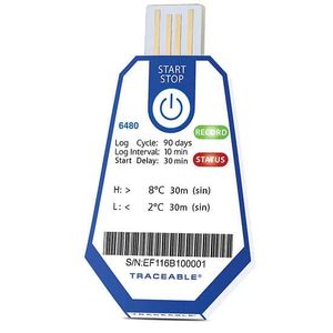 Digi-Sense Traceable ONE Single-Use USB Temperature Data Logger, 90 Day, 10 Minute Interval, 2 to 8°C; 40/pk - 18004-10