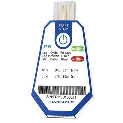 Digi-Sense Traceable ONE Single-Use USB Temperature Data Logger, 90 Day, 10 Minute Interval, 2 to 8°C; 40/pk - 18004-10