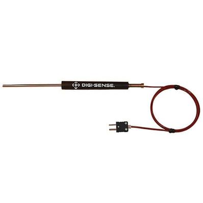 Digi-Sense Type J Economic Handle Thermocouple Probe with Mini-Connector, 4 in. L, 36 in. E x t FEP .188 Dia, Grounded - 18525-97