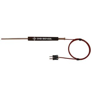 Digi-Sense Type J Economic Handle Thermocouple Probe with Mini-Connector, 6 in. L, 36 in. E x t FEP .188 Dia, Ungrounded - 18526-06