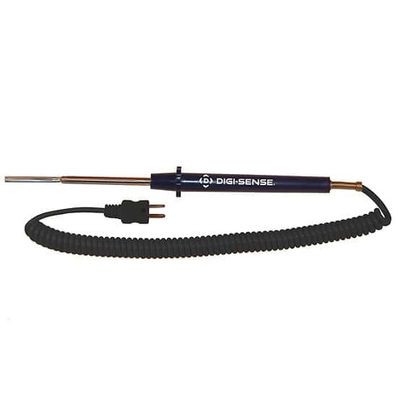 Digi-Sense Type J Flat-Leaf Thermocouople Probe, with Mini-Connector, 4.5 in. L, 5ft Coil Cord - 18526-57 Digi-Sense Type J Flat-Leaf Thermocouople Probe, with Mini-Connector, 4.5 in. L, 5ft Coil Cord - 18526-57