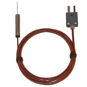 Digi-Sense Type-J Hypodermic Probe Mini-Connector, 2.25 in. L .063 Dia Grounded 2.5ft FEP Cable - 08505-89