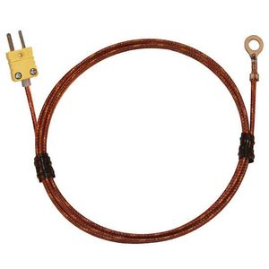 Digi-Sense Type K Economic Bolt On Thermocouple Probe #8 Screw with Mini-Connector, 12 in. Fiberglass Ext. Grounded - 18526-17