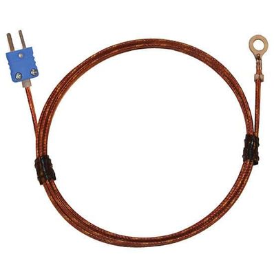 Digi-Sense Type T Economic Bolt On Thermocouple Probe #8 Screw with Mini-Connector, 24 in. Fiberglass Ext. Grounded - 18526-31