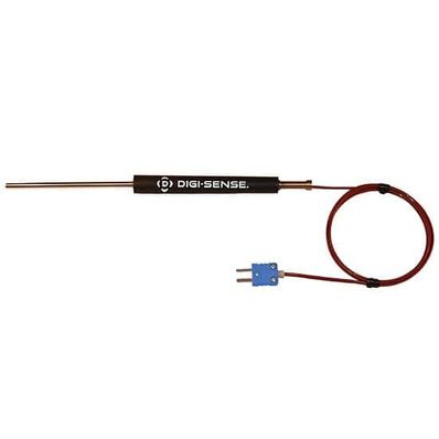 Digi-Sense Type T Economic Handle Thermocouple Probe with Mini-Connector, 12 in. L, 36 in. E x t FEP .188 Dia, Ungrounded - 18526-13