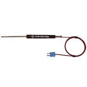 Digi-Sense Type T Economic Handle Thermocouple Probe with Mini-Connector, 4 in. L, 36 in. E x t FEP .188 Dia, Ungrounded - 18526-01
