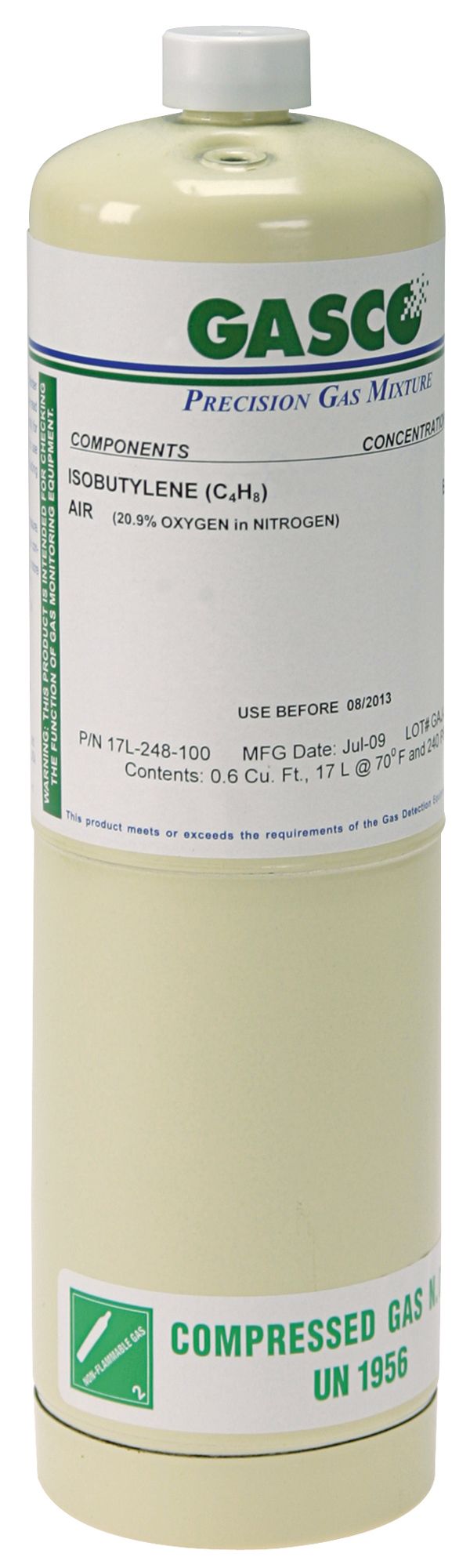 Gasco 17L24850 17 Liter Isobutylene Calibration Gas, 50 PPM, Air