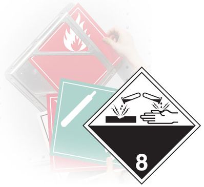 GHS Adhesive Vinyl Class 8 Corrosives Placard (10.75" x 10.75") - TT800PS