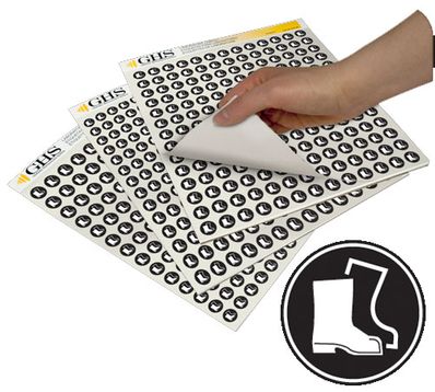 GHS Boots PPE Hazard Class Pictogram Label (1/2"), 1820/Pad - GHS1238