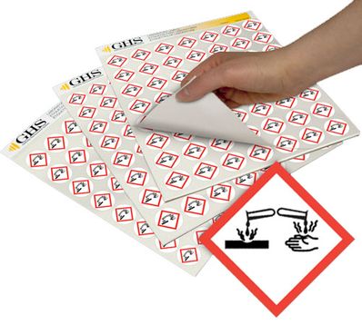 GHS Corrosive Hazard Class Pictogram Label (1/2"), 1820/Pad - GHS1228