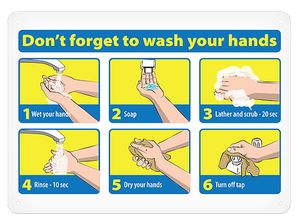 GHS Don't Forget To Wash Your Hands Sign (7" x 10") Adhesive Vinyl - SA5081V