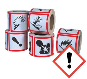 GHS Exclamation Pictogram Labels (4" x 4"), 500/roll - GHS1263 GHS Exclamation Pictogram Labels (4" x 4"), 500/roll - GHS1263