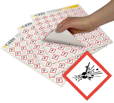 GHS Exploding Bomb Hazard Class Pictogram Label (1"), 1120/Pad - GHS1210